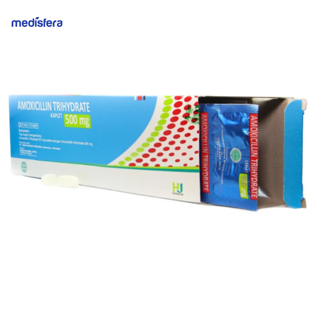 AMOXICILLIN HEXPHARM 500MG KAPLET (1 Dos isi 20 Strip @10 Tablet)